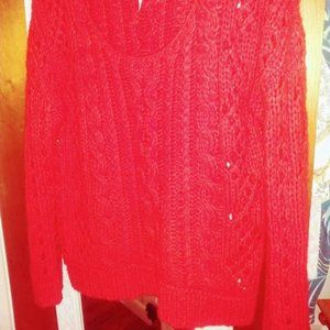 Free People Red Cable Knit Sweater~L~